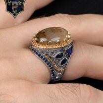 Yemen Akik Taşlı Zirkon Taş Süslemeli 925 Ayar Gümüş Erkek Yüzüğü